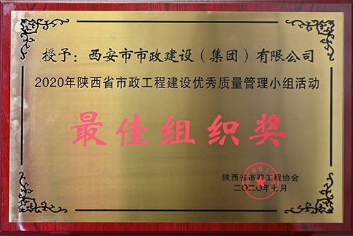 最佳組織獎，省市政工程建設(shè)優(yōu)秀質(zhì)量管理小組活動